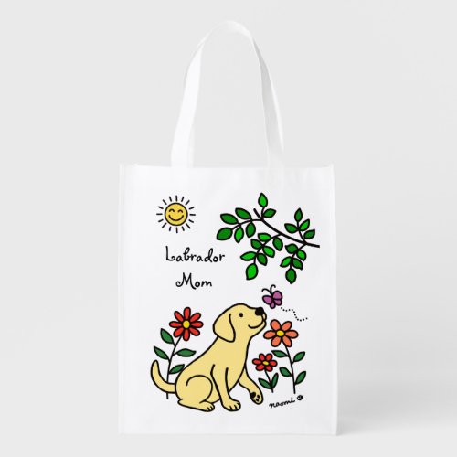 Yellow Labrador and Green Grocery Bag