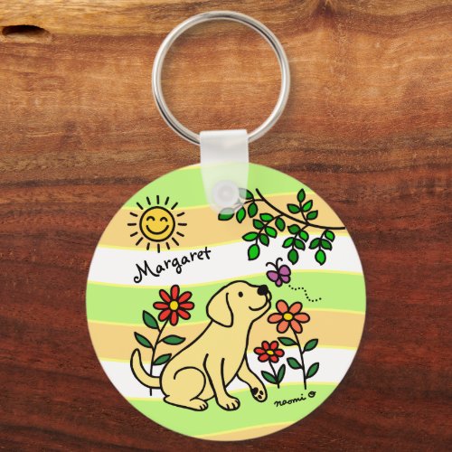 Yellow Labrador and Green Keychain
