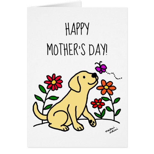Yellow Labrador and Green Mother's Day Card 
