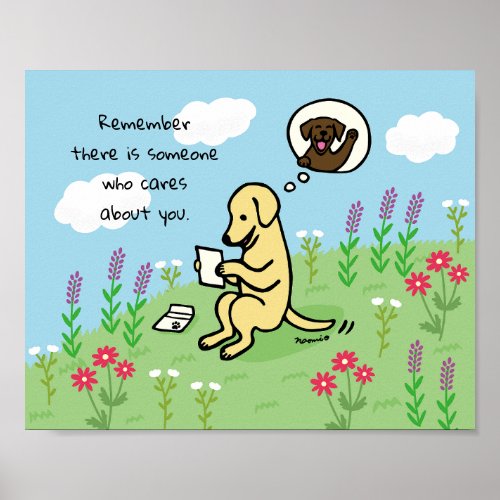 Yellow Labrador and Letter Someone Cares Poster