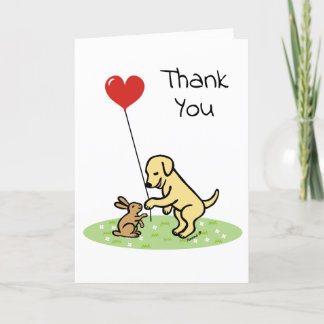 Yellow Labrador and Little Friend Thank you Card