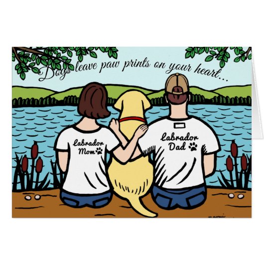Yellow Labrador and Mom and Dad Cards (Front Horizontal)
