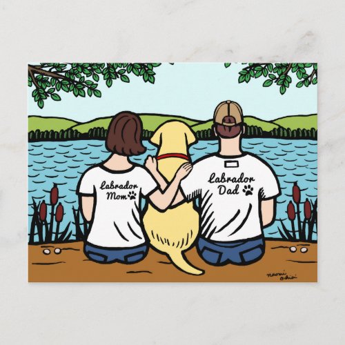 Yellow Labrador and Mom and Dad Postcard