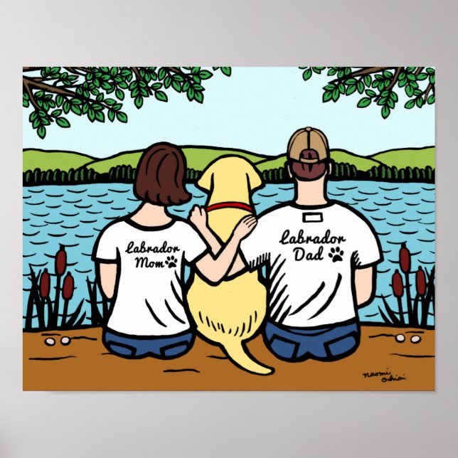 Yellow Labrador and Mom and Dad Poster (Front)