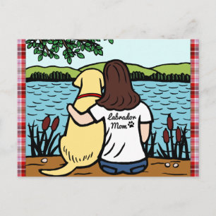 Yellow Labrador and Mom Long Postcard