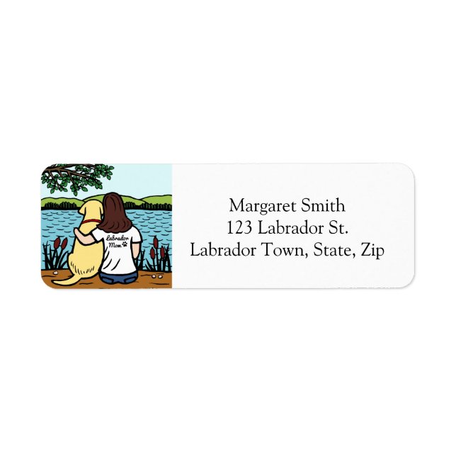 Yellow Labrador and Mom Long Return Address Label (Front)