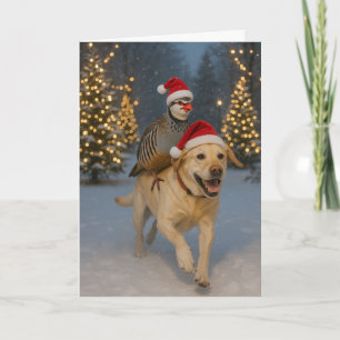 Yellow Labrador and Partridge Christmas card