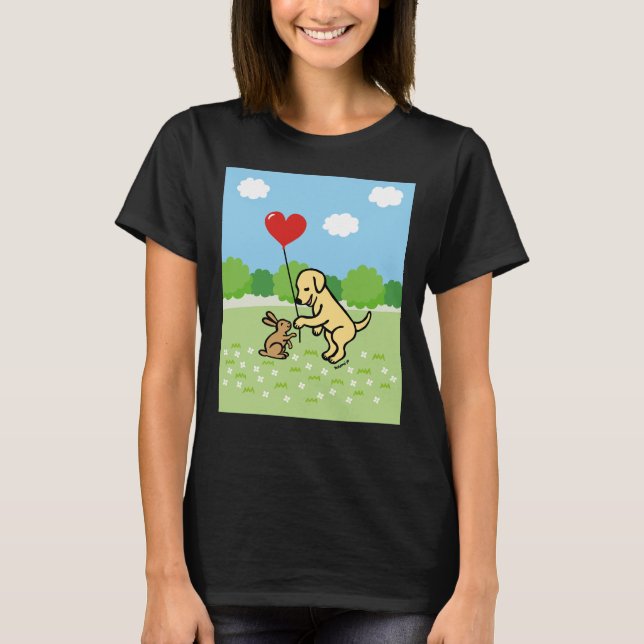 Yellow Labrador And Rabbit Friend T-Shirt (Front)