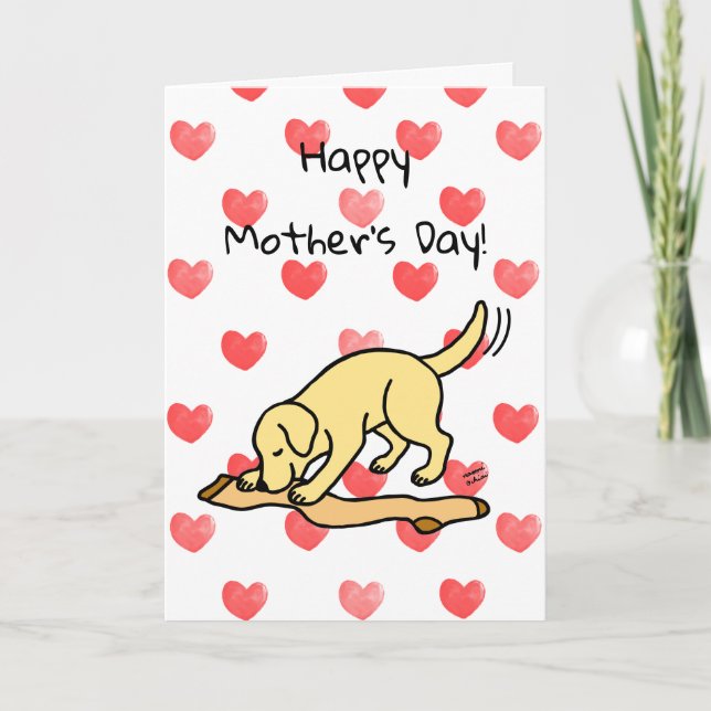 Yellow Labrador and Stocking Mother's Day Card (Front)