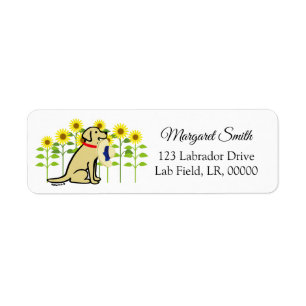 Yellow Labrador and Sunflowers Summer Label