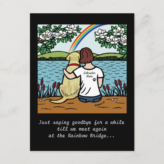 Yellow Labrador Angel and Mom Brown Postcard (Front)