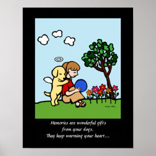 Yellow Labrador Angel with Love Cartoon 2 Poster