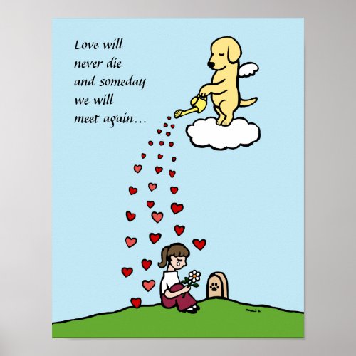 Yellow Labrador Angel with Love Cartoon Poster