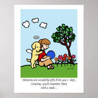 Yellow Labrador Angel with Love Cartoon Poster