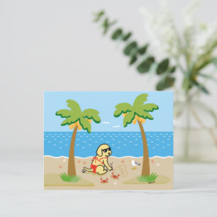 Yellow Labrador Bikini Girl Postcard