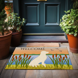 Yellow Labrador Bird Dog Sunset Doormat