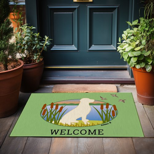 Yellow Labrador Bird Dog Sunset Oval Doormat