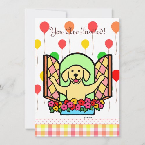 Yellow Labrador Birthday Invite (window)