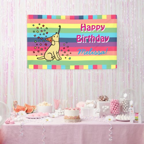 Yellow Labrador Birthday Party Confetti Horizontal Banner