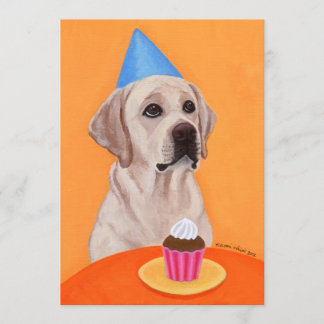 Yellow Labrador Birthday Party Invitations