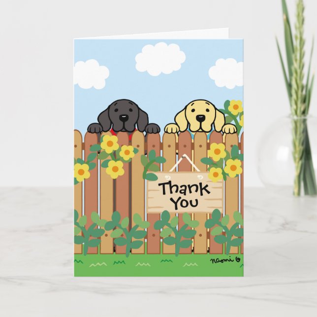 Yellow Labrador Black Labrador Thank You Card (Front)