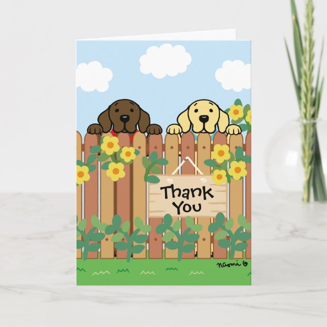 Yellow Labrador Chocolate Labrador Thank You Card (Front)
