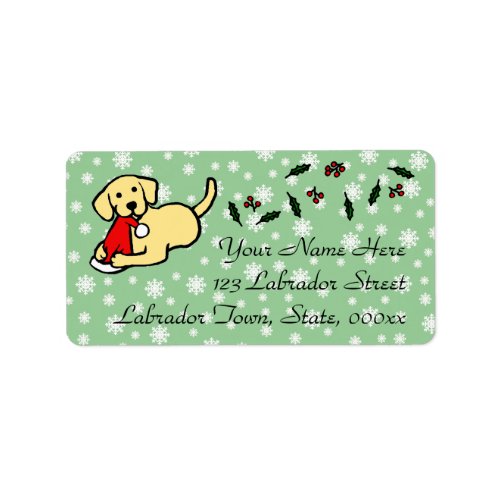 Yellow Labrador Christmas Cartoon Label