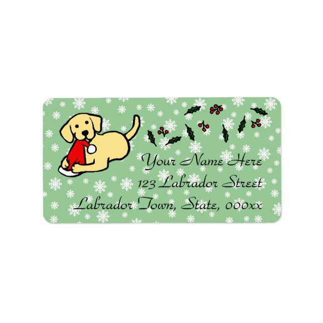 Yellow Labrador Christmas Cartoon Label (Front)