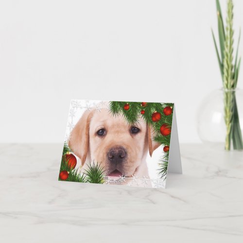 Yellow Labrador Christmas Cute Puppy Dog Holiday Card
