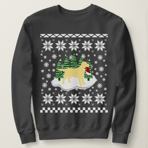 Yellow Labrador Christmas Evergreen Snowflakes Sweatshirt