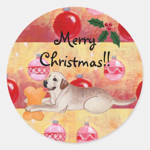 Yellow Labrador Christmas Ornaments Stickers