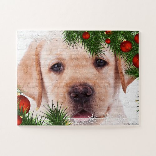 Yellow Labrador Christmas Puppy Dog Jigsaw Puzzle