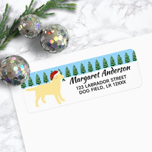 Yellow Labrador Christmas Santa Return Address Label