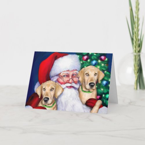 Yellow Labrador Christmas Santas Labs Holiday Card