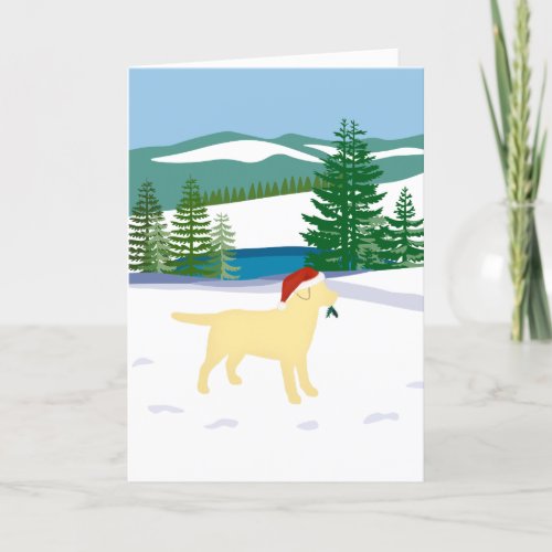 Yellow Labrador Christmas Winter View Holiday Card