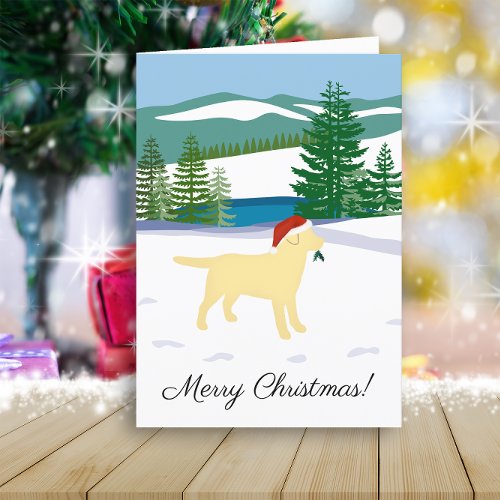 Yellow Labrador Christmas Winter View Holiday Card