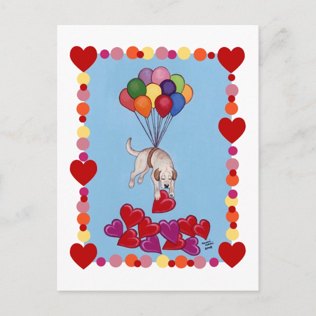 Yellow Labrador collecting LOVE (framed) Postcard (Front)