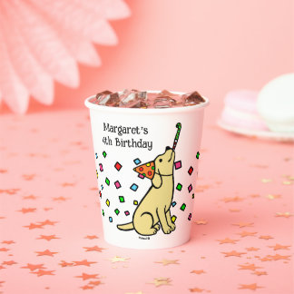 Yellow Labrador Confetti Birthday Party Paper Cups