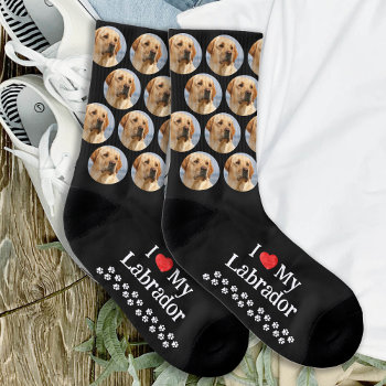 Yellow Labrador Custom Photo Cute Pet Dog Lover Socks by BlackDogArtJudy at Zazzle