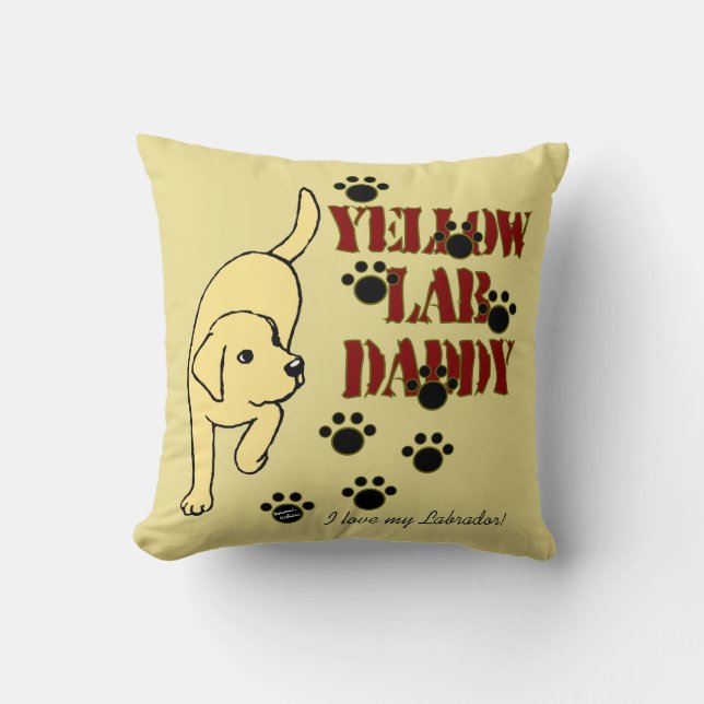 Yellow Labrador Daddy Throw Pillow (Front)