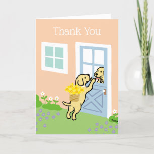 Yellow Labrador Daffodils Spring Thank you Card