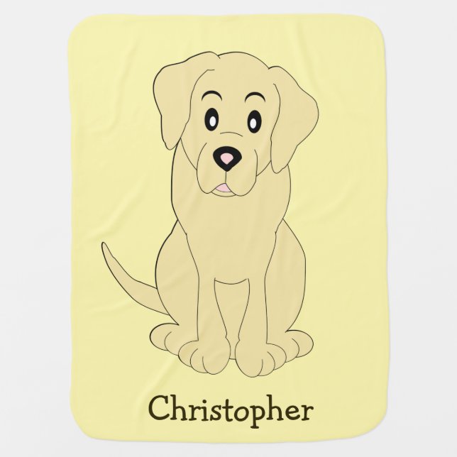 Yellow Labrador Design Just Add Name Baby Blanket (Front)