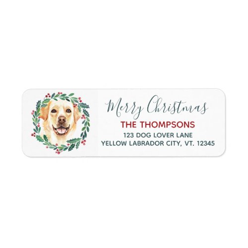 Yellow Labrador Dog Christmas Return Address Label