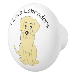 Yellow Labrador Dog Design Ceramic Knob