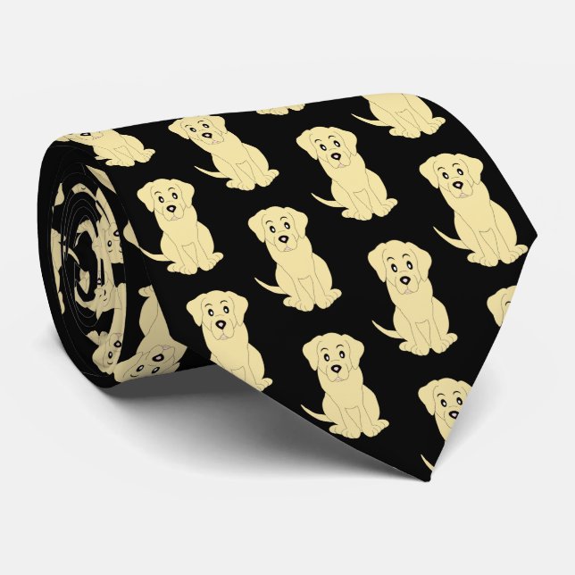 Yellow Labrador Dog Design Neck Tie (Rolled)