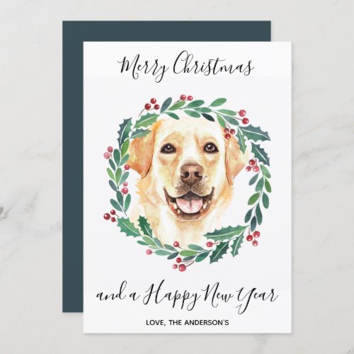 Yellow Labrador Dog Elegant Merry Christmas Holiday Card