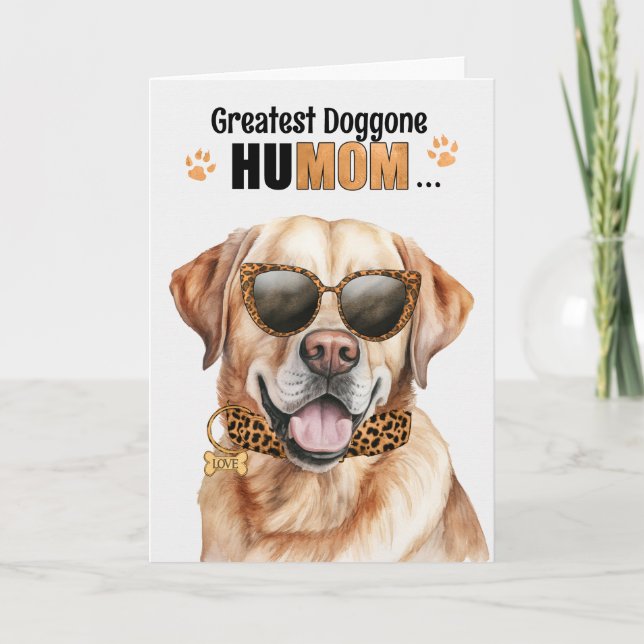 Yellow Labrador Dog Greatest HuMOM Mother's Day Holiday Card (Front)
