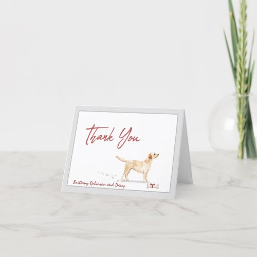 Yellow Labrador Dog Personalized Bone Ribbon      Thank You Card