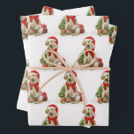 Yellow Labrador Dog Santa Festive Christmas  Wrapping Paper Sheets<br><div class="desc">Add the finishing touch to your gifts this holiday season with this Merry Christmas yellow labrador retriever wrapping paper santa dog with tree, and matching decor. This yellow labrador retriever holiday wrapping paper features a watercolor dog with santa hat and a holiday tree. This yellow labrador retriever christmas wrapping paper...</div>