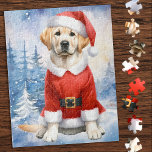 Yellow Labrador Dog Santa Puppy Christmas Jigsaw Puzzle<br><div class="desc">Looking for a fun and engaging activity to share with your family this holiday season? Look no further than our jigsaw puzzle collection featuring playful Labrador Retrievers! As a dog lover, you'll adore the variety of designs we offer, including cute and cuddly puppies, lovable yellow, chocolate, and black Labs, and...</div>